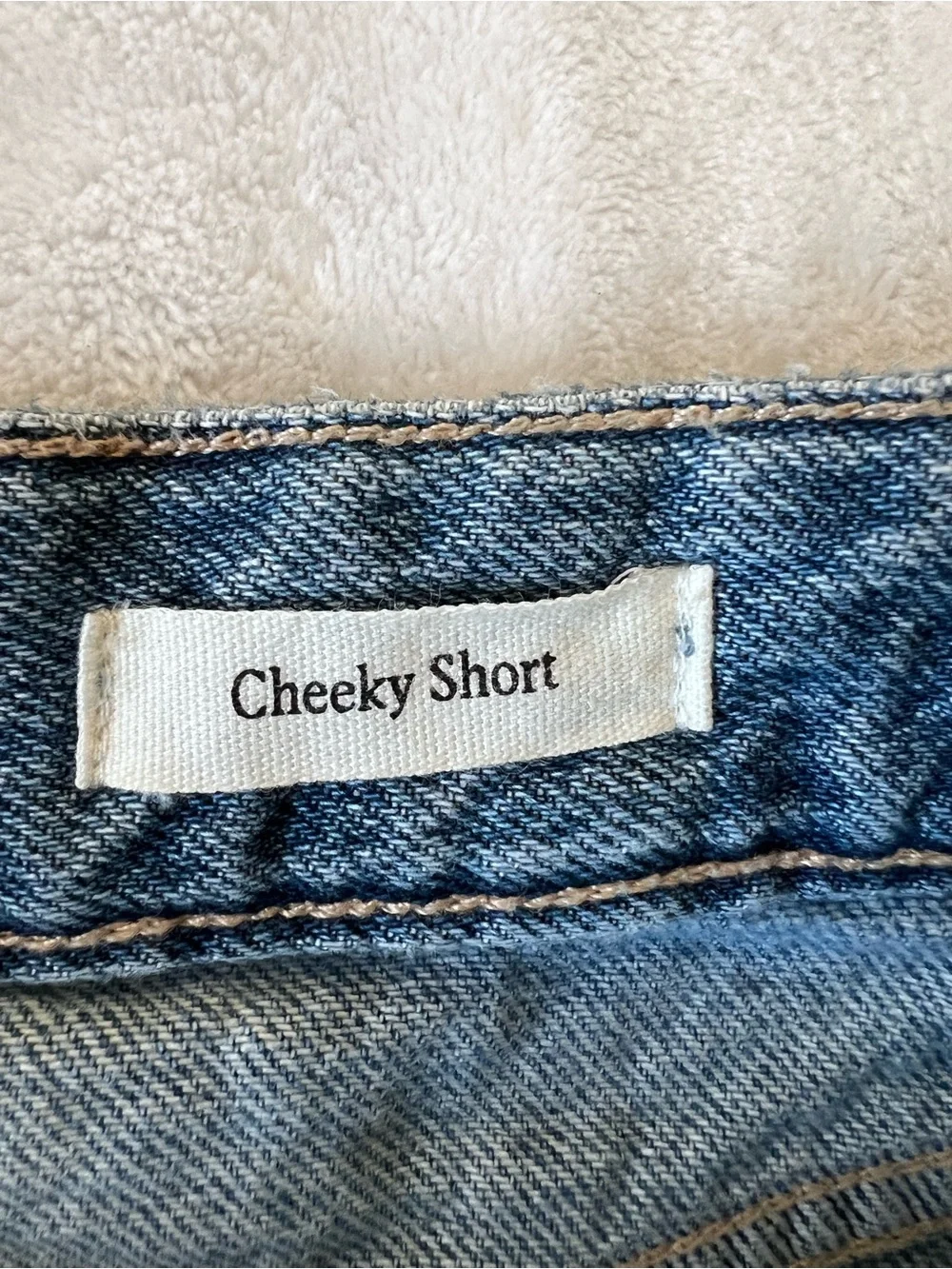 Cotton On Light Blue Frayed Hem Denim Cheeky Shorts Size 28